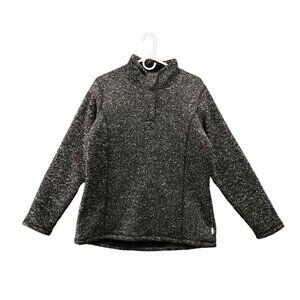 Avalanche Henley Fleece Pullover Mens L Dark Gray Heather Snap Button Mock Neck